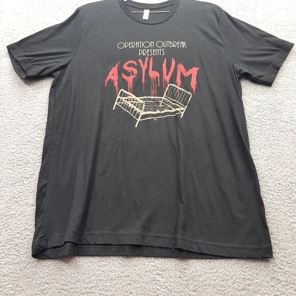Operation Outbreak Asylum Graphic T-Shirt XL Canvas Unisex Black Short Sleeve - Picture 1 of 4